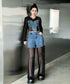 Splicing Mesh Denim