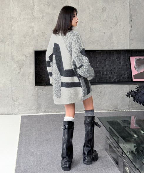 Abstract Block Knit Top