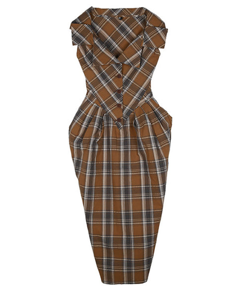 Plaid Fold Line Dress