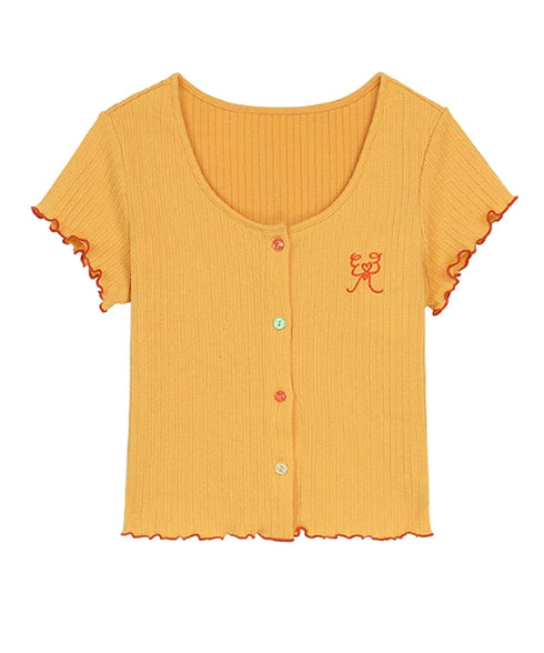 Mellow Rib Button Top