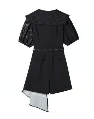 Asymmetric Graphic Scarf Jumpsuit