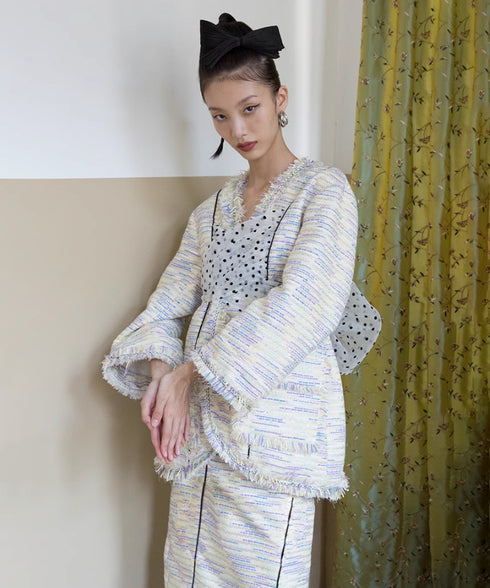Dot Organza Raw Edge Jacket