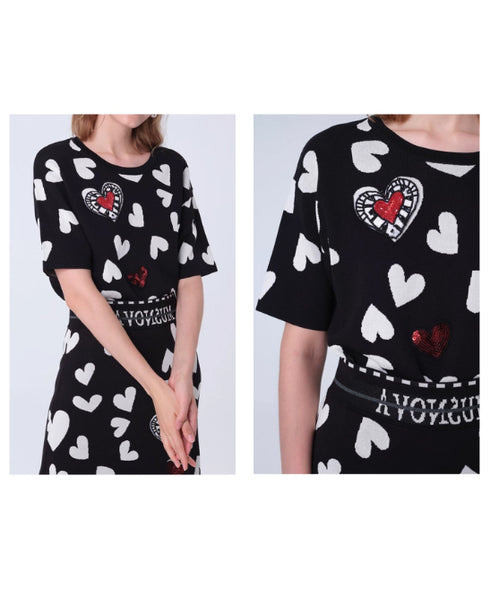 Heart Pattern Knit Top