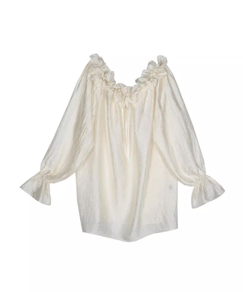Frill Off-Shoulder Sheer Top