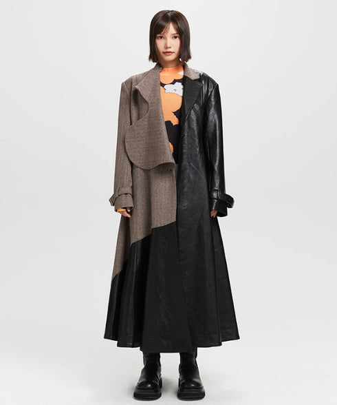 Ribbon Patchwork Faux Leather Jacket