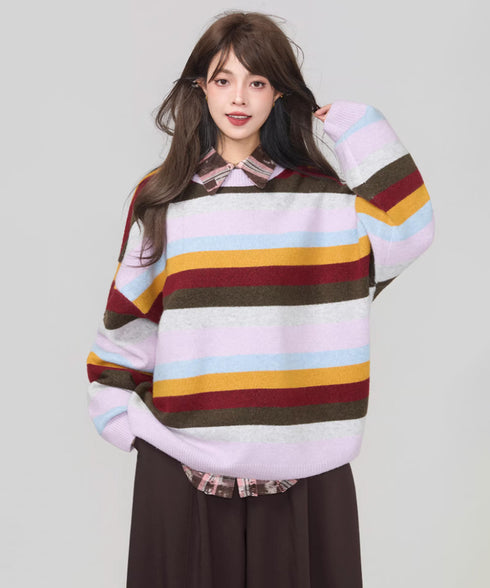 Multi Border Soft Knit Top