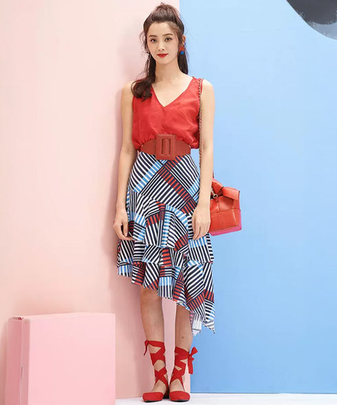 Stripe Cascade Skirt