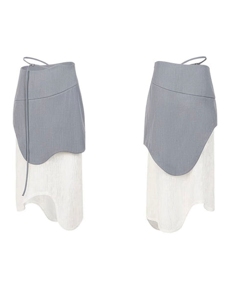 Wave Line Patchwork Skirt