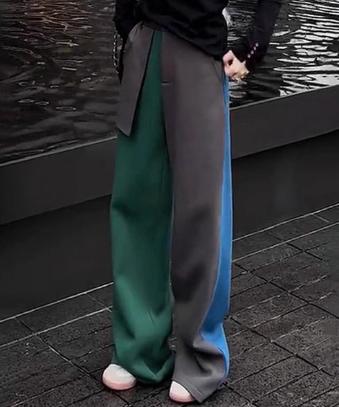 Contrast Color Straight Pants