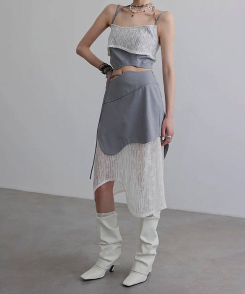 Wave Line Patchwork Skirt