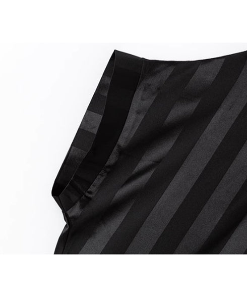 Stand Collar Silky Drape Dress