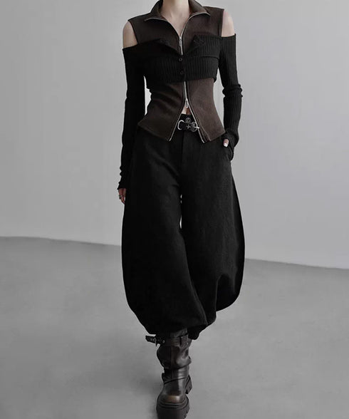Thorn Embroidery Volume Wide Pants