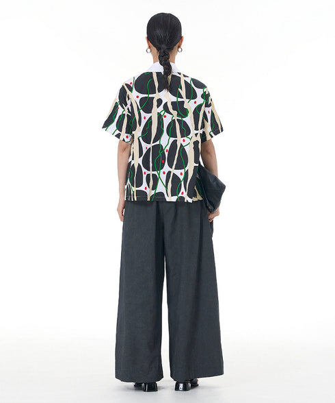 Contrasting Print Blouse