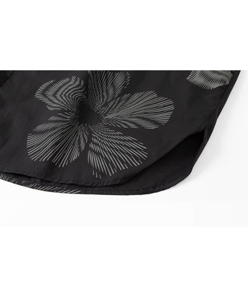 Drawstring Leaf Print Skirt