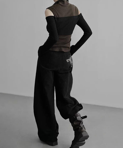 Thorn Embroidery Volume Wide Pants