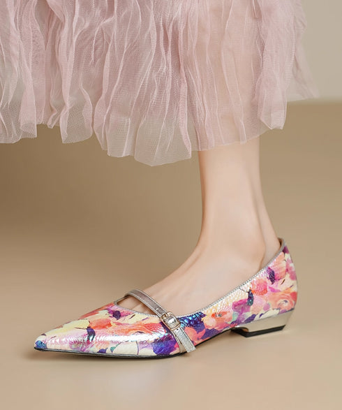 Floral Pointed Buckle Flat