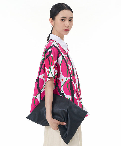 Contrasting Print Blouse