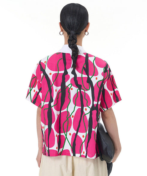 Contrasting Print Blouse