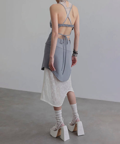 Wave Line Patchwork Skirt