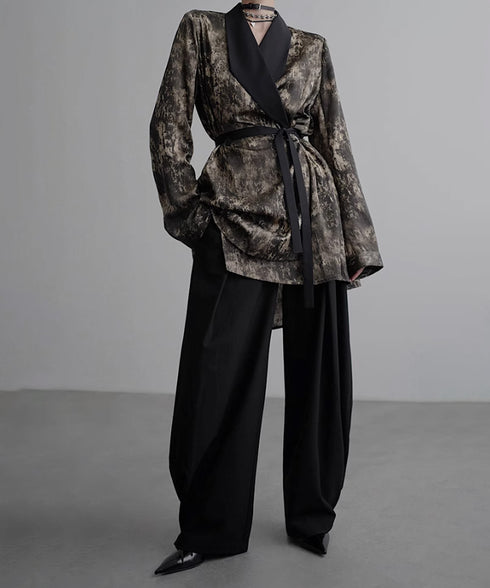 Side High Waist Tuck Pants