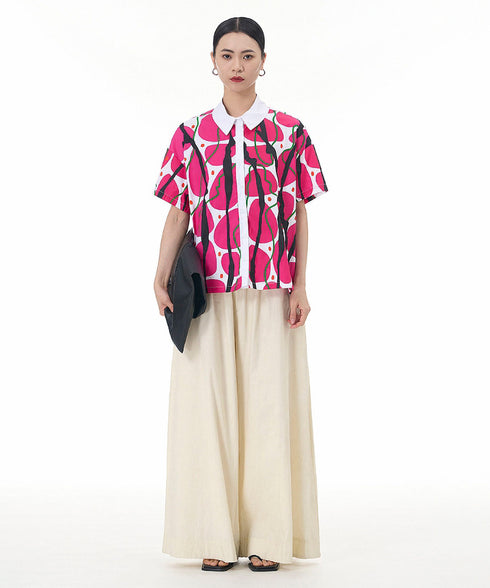 Contrasting Print Blouse