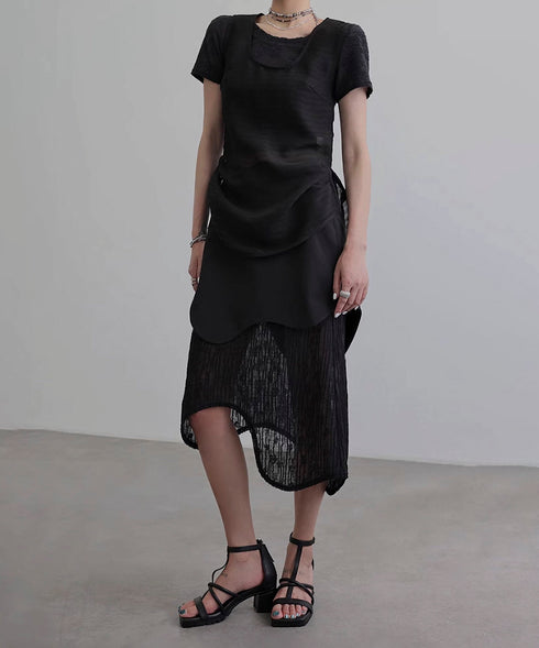 Wave Line Patchwork Skirt