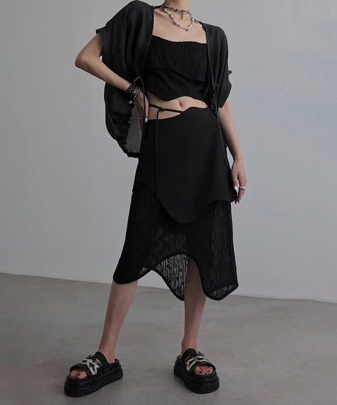 Wave Line Patchwork Skirt