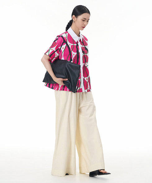 Contrasting Print Blouse