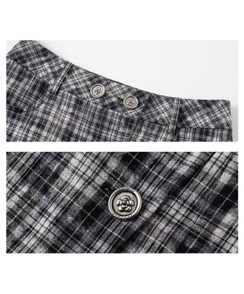 Vintage Check Slit Skirt