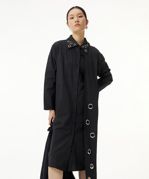 Grommet Strap Shirt Dress