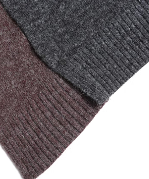 Contrast Color Long Knit Jacket