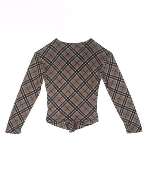 Drape Checked Button Top