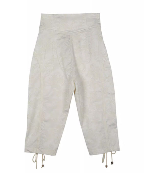 Ornate Lace-Up Cropped Pants