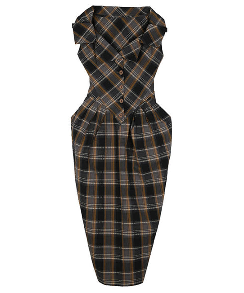 Plaid Fold Line Dress
