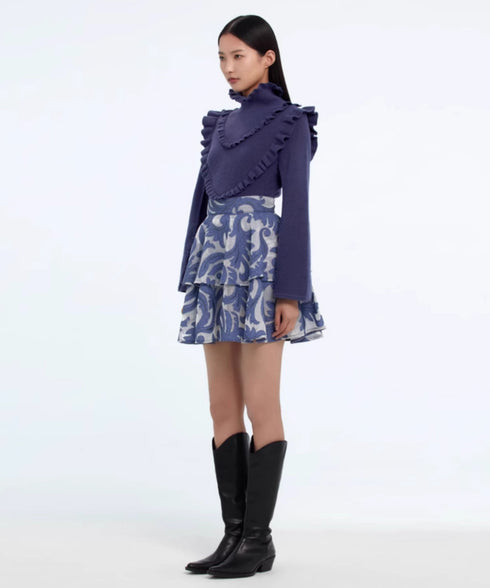 Vintage Jacquard Tiered Skirt