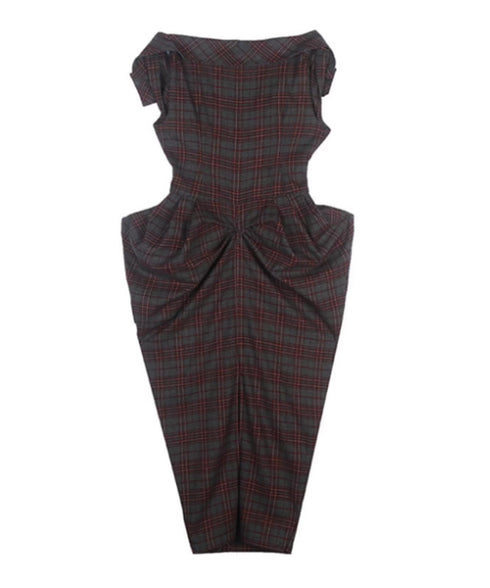 Plaid Draped Corset Dress