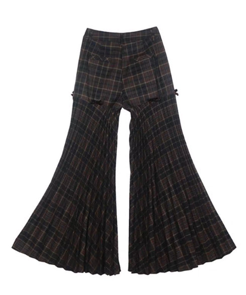 Plaid Flare Ribbon Pants
