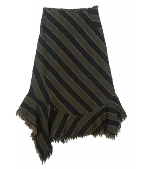 Diagonal Striped Denim Skirt