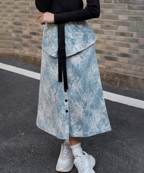 Layered Panel Check Wrap Skirt