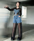 Splicing Mesh Denim