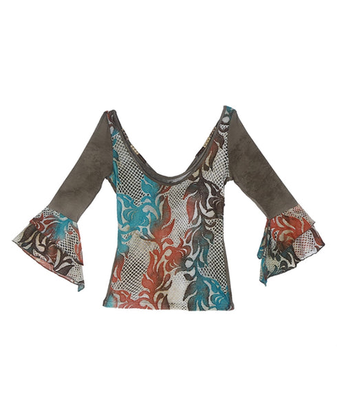 Bohemian Patchwork TieFront Top