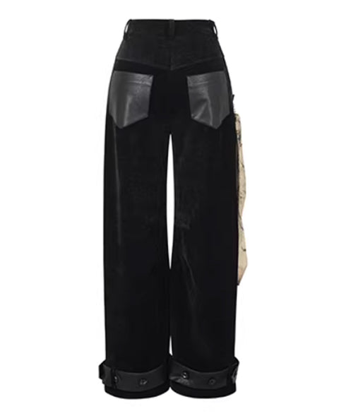 Coated Panel Wide Leg Pants