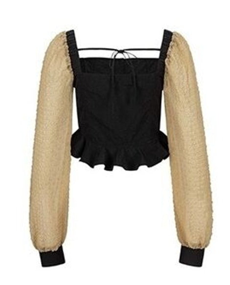 Square-neck Patchwork Top