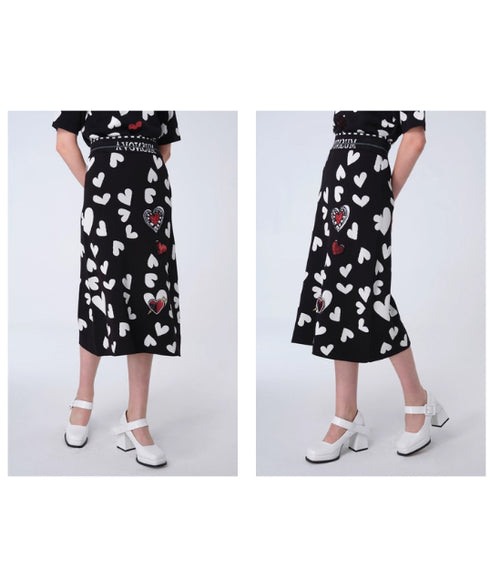 Heart Pattern Knit Skirt