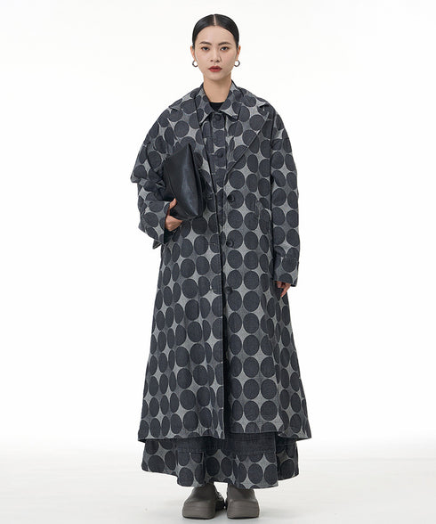 Dot Jacquard Long Coat