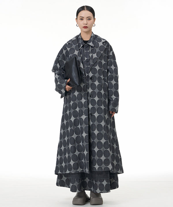 Dot Jacquard Long Coat