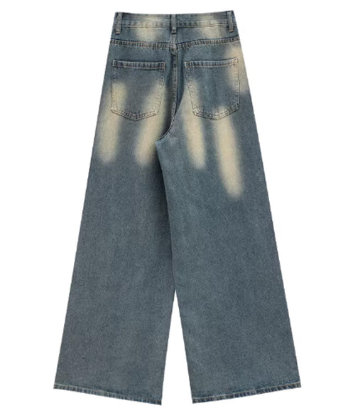 Crystal Dust Washed Wide Denim Pants