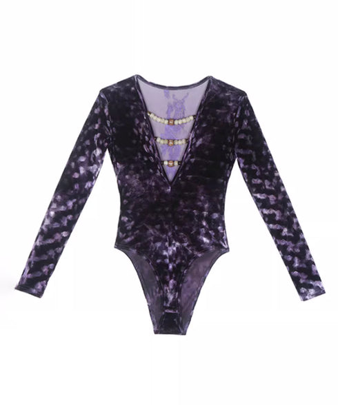 Beaded Low V-neck Hollow Jumpsuit