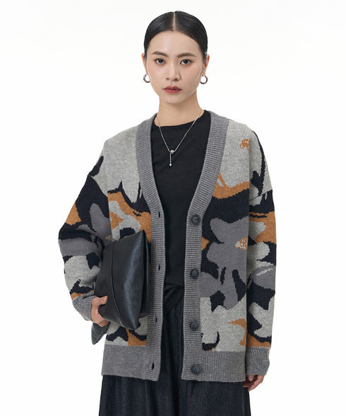 Abstract Pattern Knit Cardigan