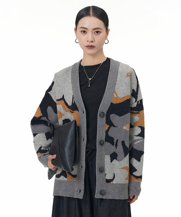 Abstract Pattern Knit Cardigan